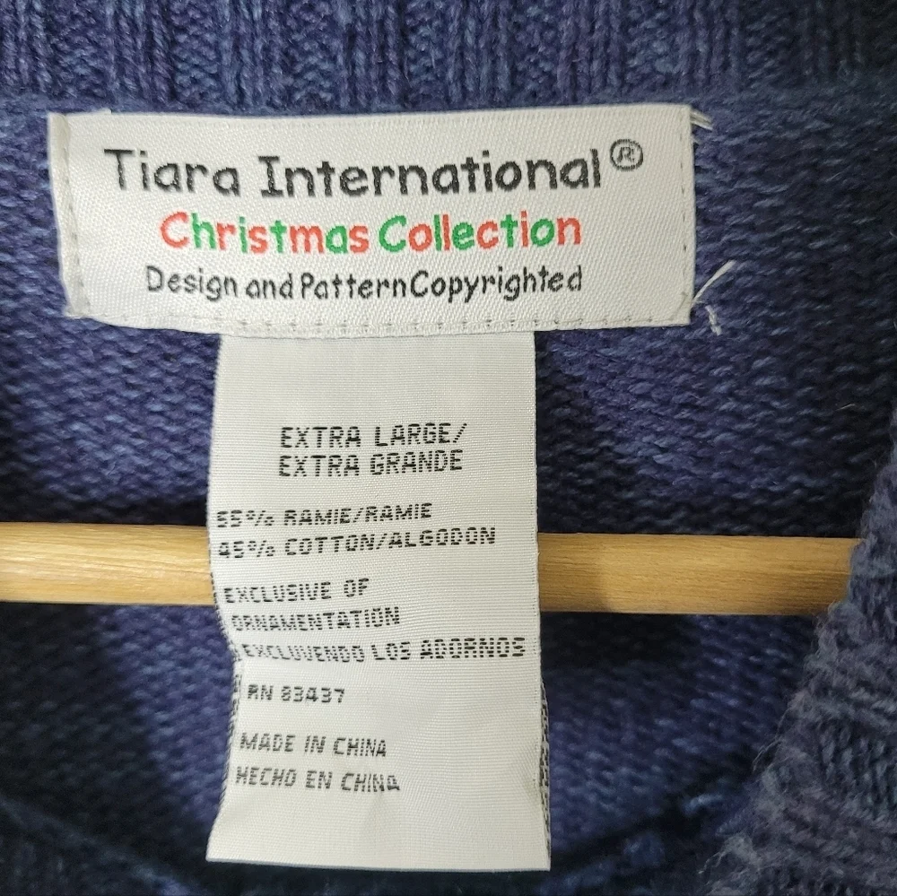 Tiara International Holiday Village Christmas Cardigan Sweater Full Zip Size XL - Picture 7 of 8